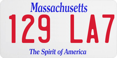 MA license plate 129LA7