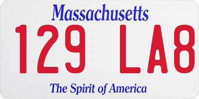 MA license plate 129LA8