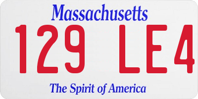 MA license plate 129LE4