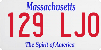 MA license plate 129LJ0