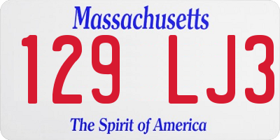 MA license plate 129LJ3