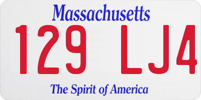 MA license plate 129LJ4