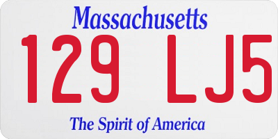 MA license plate 129LJ5
