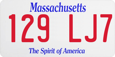 MA license plate 129LJ7