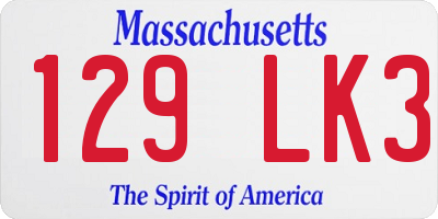 MA license plate 129LK3