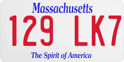 MA license plate 129LK7