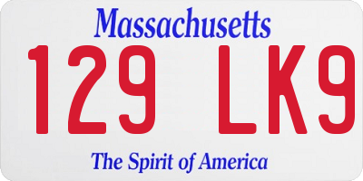 MA license plate 129LK9