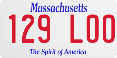 MA license plate 129LO0