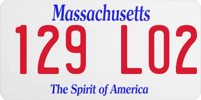 MA license plate 129LO2