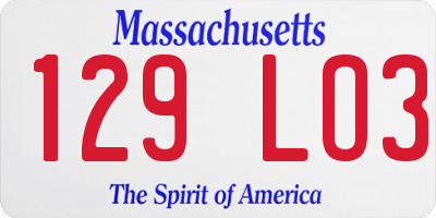 MA license plate 129LO3