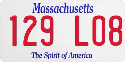 MA license plate 129LO8