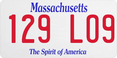 MA license plate 129LO9