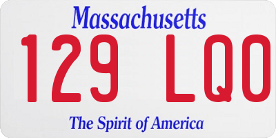 MA license plate 129LQ0