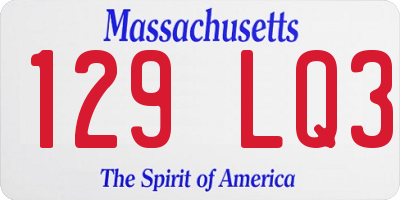 MA license plate 129LQ3
