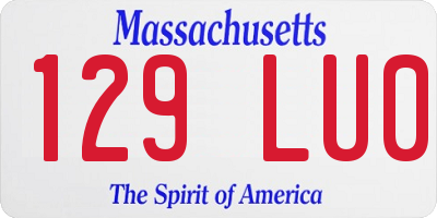 MA license plate 129LU0