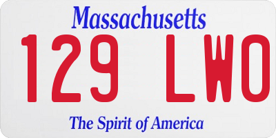MA license plate 129LW0