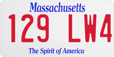 MA license plate 129LW4