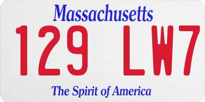 MA license plate 129LW7