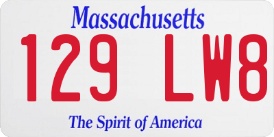 MA license plate 129LW8