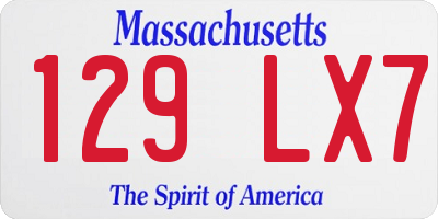 MA license plate 129LX7