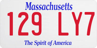 MA license plate 129LY7