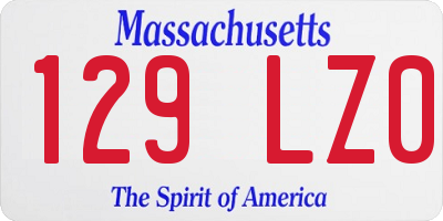 MA license plate 129LZ0