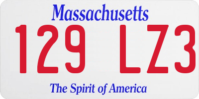 MA license plate 129LZ3