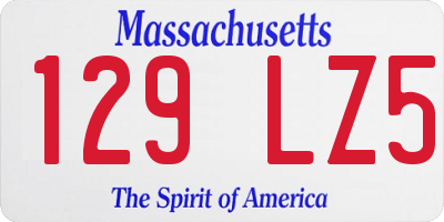 MA license plate 129LZ5