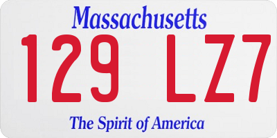 MA license plate 129LZ7