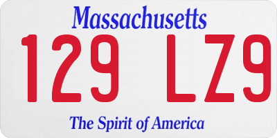 MA license plate 129LZ9