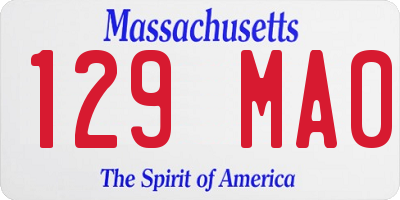 MA license plate 129MA0