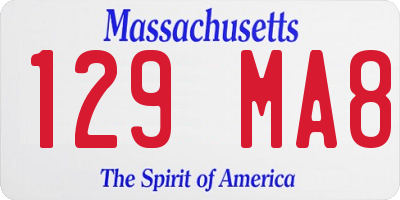 MA license plate 129MA8