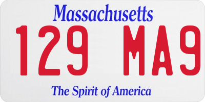 MA license plate 129MA9