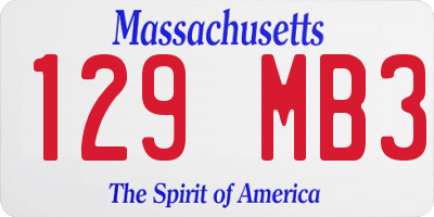 MA license plate 129MB3
