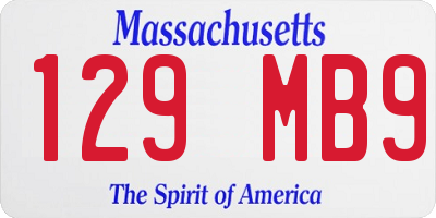 MA license plate 129MB9