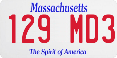 MA license plate 129MD3