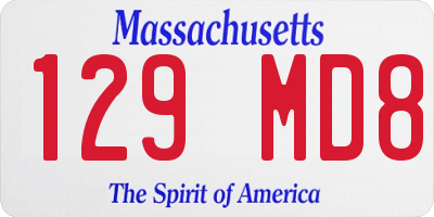 MA license plate 129MD8