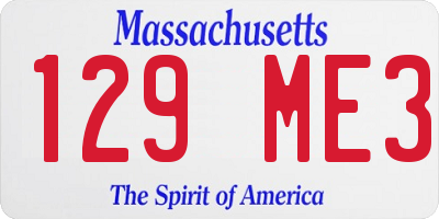 MA license plate 129ME3
