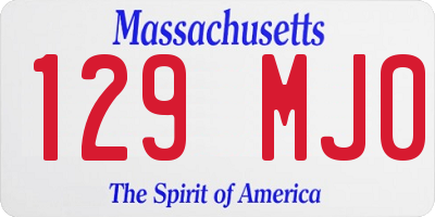 MA license plate 129MJ0