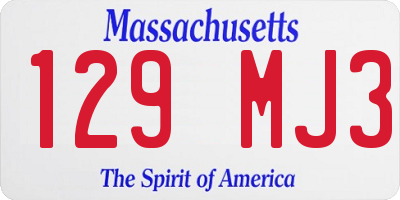 MA license plate 129MJ3