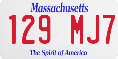 MA license plate 129MJ7