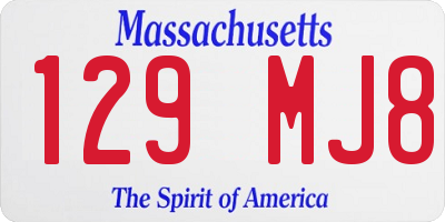 MA license plate 129MJ8