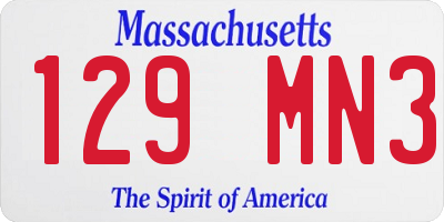 MA license plate 129MN3