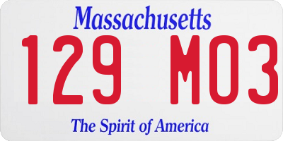 MA license plate 129MO3