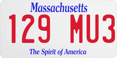 MA license plate 129MU3