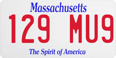 MA license plate 129MU9