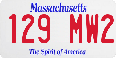 MA license plate 129MW2