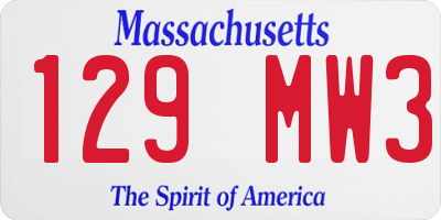 MA license plate 129MW3