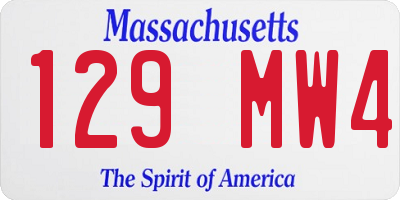 MA license plate 129MW4