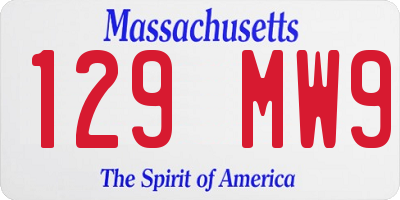 MA license plate 129MW9